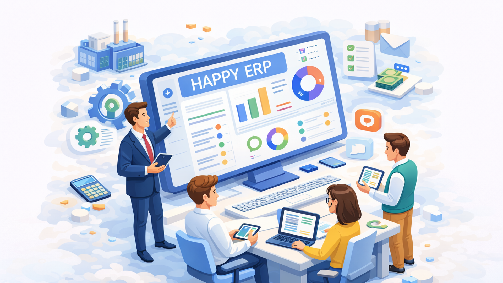 Happy ERP vállalatirányítási rendszer — illusztráció